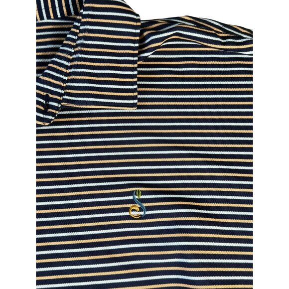 Peter Millar Summer Comfort Polo Mens Sz XXL Stripes Black White Orange Golf - Picture 3 of 8